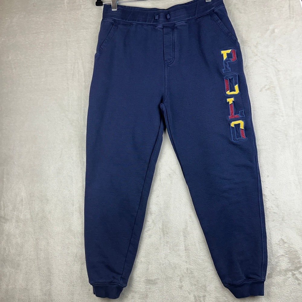 Polo Ralph Lauren Boys XL Navy Blue Corduroy Logo Jogger Sweatpants 18-20